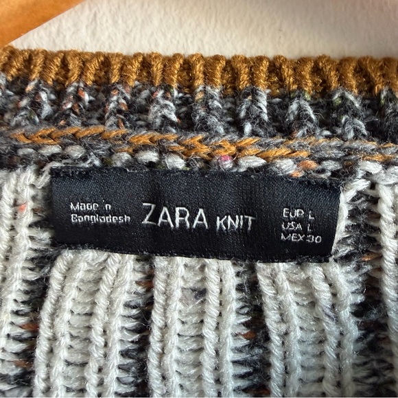 Zara Multicolor Patterned Crew Neck Sweater - Picture 3 of 6